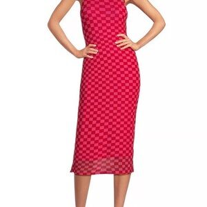 Gianni Bini Red and Pink Checkered Dress